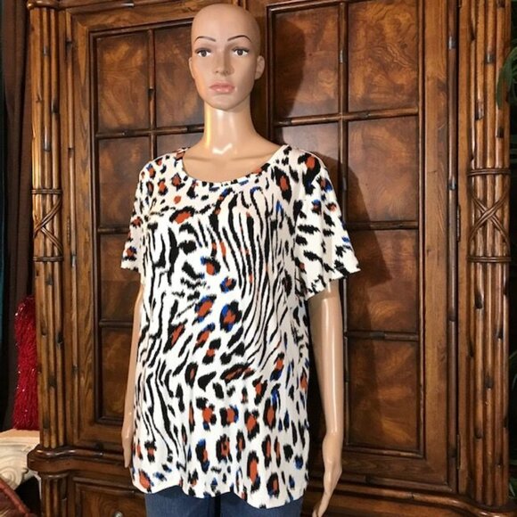 Iman Global Animal Symphony Print Jersey Top - Picture 4 of 16